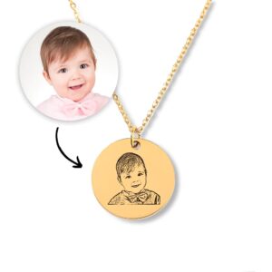Personalized Baby Photo Necklace Custom Child Portrait Necklace New Mother Gift For Her