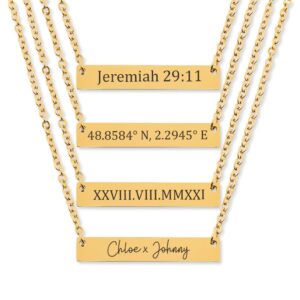 Custom Coordinates Date Bible Verse Song Lyrics Necklace Personalized Name Necklace Birthday Gift