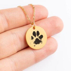 Personalized Paw Print Necklace Dog Paw Necklace Engraved Name Memorial Loss Animal Adoption Necklace Gift