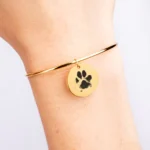 Dog Cat Paw Print Bangle, Personalized Gift for Her, Animal Lovers, Pet Memorial Gift, Dog Bangle, Cat Bangle