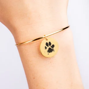 Dog Cat Paw Print Bangle, Personalized Gift for Her, Animal Lovers, Pet Memorial Gift, Dog Bangle, Cat Bangle