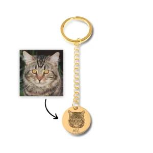 Custom Cat Photo Keychain Personalized Cat Portrait Keyring Pet Loss Memorial Gift For Cat Mom