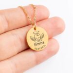 Custom My Baby Angel Necklace Personalized Engraved New Mom Necklace Christmas Birthday Gift