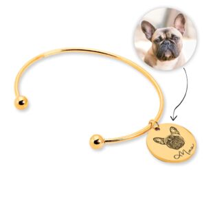Custom Dog Portrait Bangle Personalized Dog Photo Jewelry Bangle Pet Loss Memorial Gift For Dog Mom