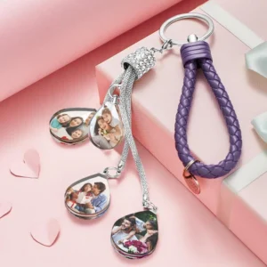 Custom Photo Charm Diamond Inlaid Crystal Keychain, Gift for Mom, Grandmom, Wife, Girlfriend Gift
