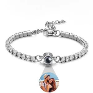 Custom Photo Projection Bracelet with Sparkling Chain - Bestfriend Gifts, Gifts for Mom Lover Girlfriend