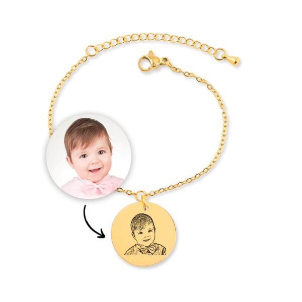 Personalized Baby Photo Bracelet Custom Child Portrait Bracelet New Mom Gift For Her