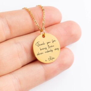 Custom Quote Necklace Message Necklace Personalized Song Lyric Scripture Verse Disc Necklace Gift for Her Girlfriend Gift