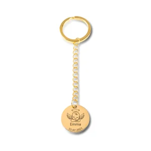 Custom Baby Angel Keychain Personalized Engraved New Mom Keyring Mother's Birthday Gift