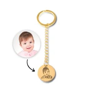 Custom Baby Photo Keychain Personalized Baby Portrait Keyring New Mom Gift For Her