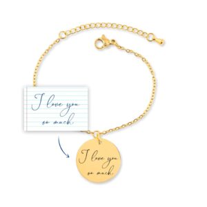 Custom Handwriting Bracelet Actual Handwriting Charm Keepsake Memorial Bracelet Valentines Day Mother’s Gift